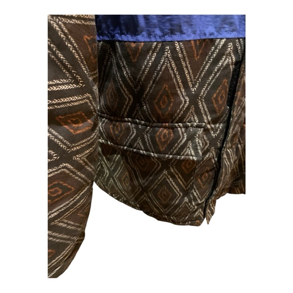 Zara Man Soft Print Winter Coat Jacket Men's size L Blue/Black - Picture 4 of 7